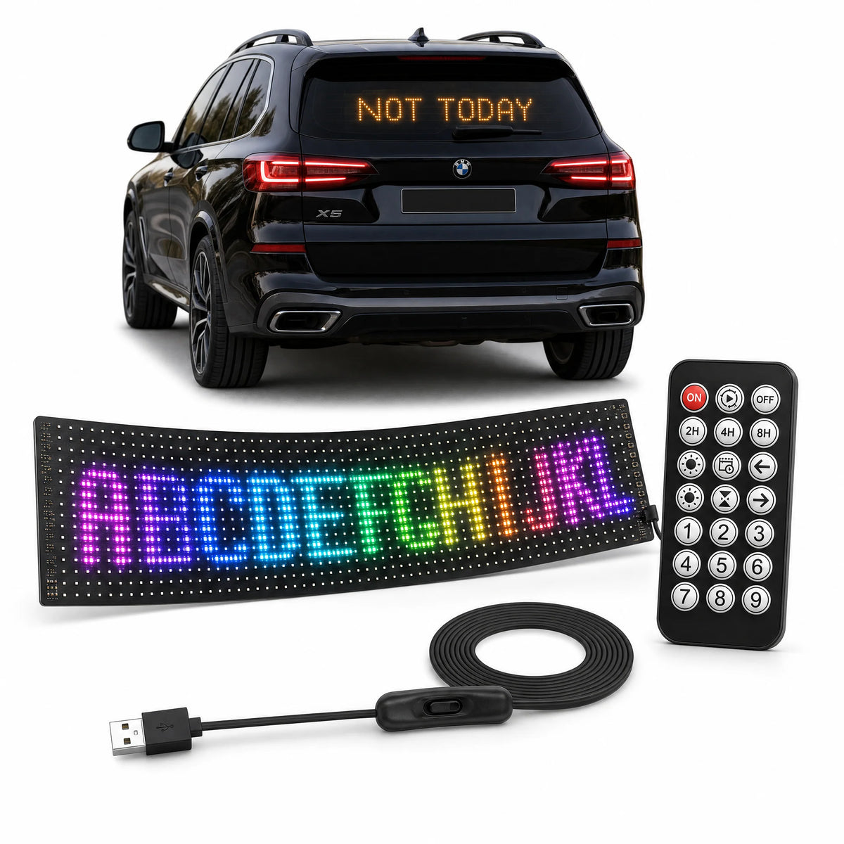 Panel LED GloStrip para coche con mando y cable USB